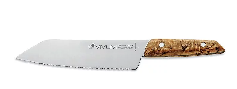 huishoudmes 18 cm vivum gekartelde rand houten handvat